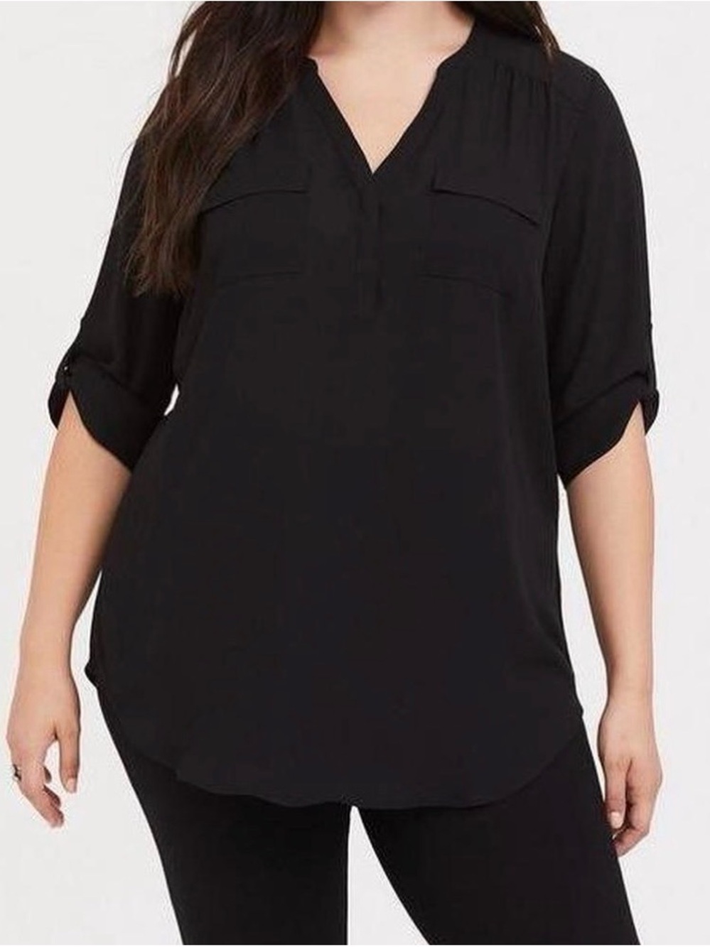 Torrid Harper Black Tunic with Chest Flap Pockets Size 2 (18/20)